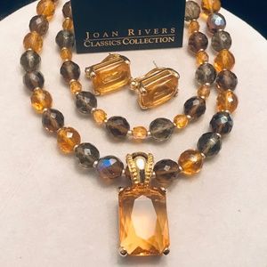 Joan Rivers Vintage Crystal Necklace & Earrings Set